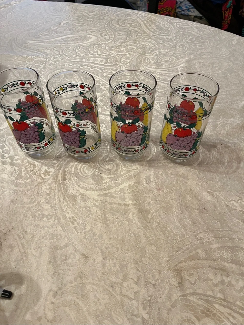 Vintage Libbey Fruit Pattern Glass Tumblers - Set of 4 MCM EUC
